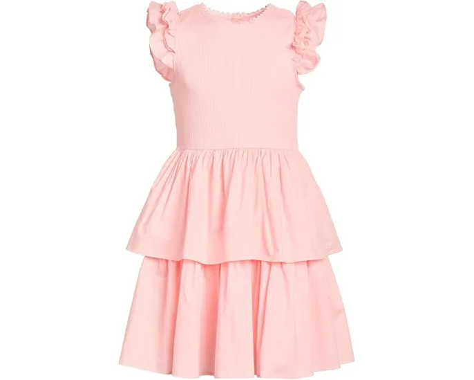 Платье смешанного стиля от Janie and Jack с ярусной юбкой и рукавами-крылышками