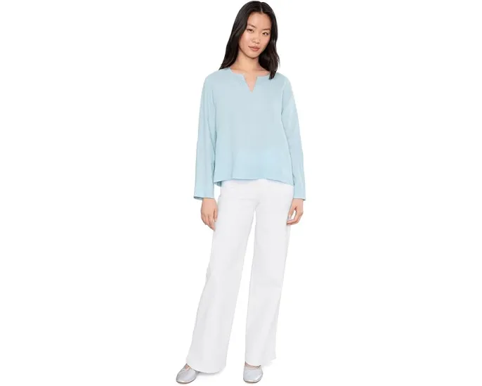 Organic Handkerchief Linen Split Neck Top
