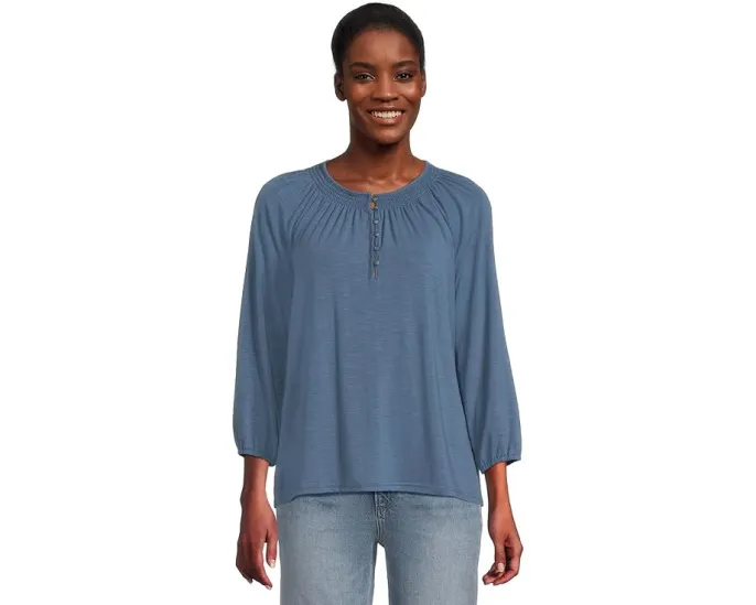 Футболка L.L.Bean Camden Hills с рукавом три четверти и воротником хенли