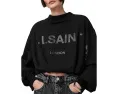 Свитшот AllSaints Biggy Aster оверсайз с принтом и воротником стойкой