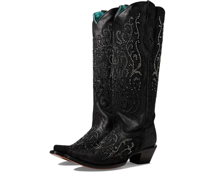 Высокие сапоги Corral C4097 до колена с кристаллами и кубинским каблуком