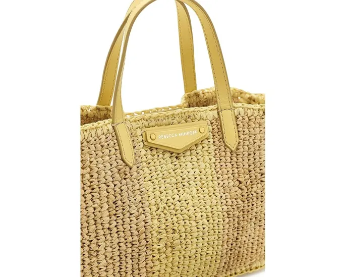 Мини сумка тоут Rebecca Minkoff Mini Tote из соломки с полосатым узором