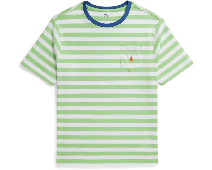 Striped Cotton Jersey Pocket Tee (Big Kid)