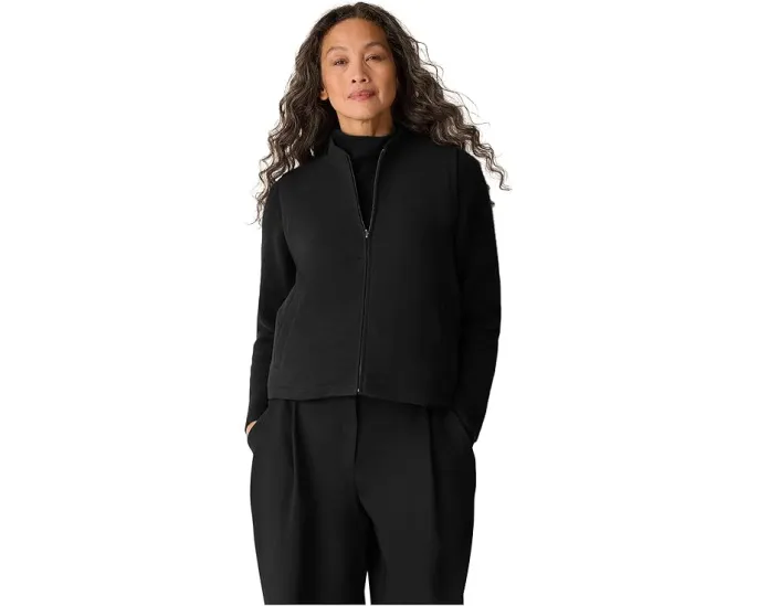 Eileen Fisher Жилет из фактурного двойного трикотажа со стойкой