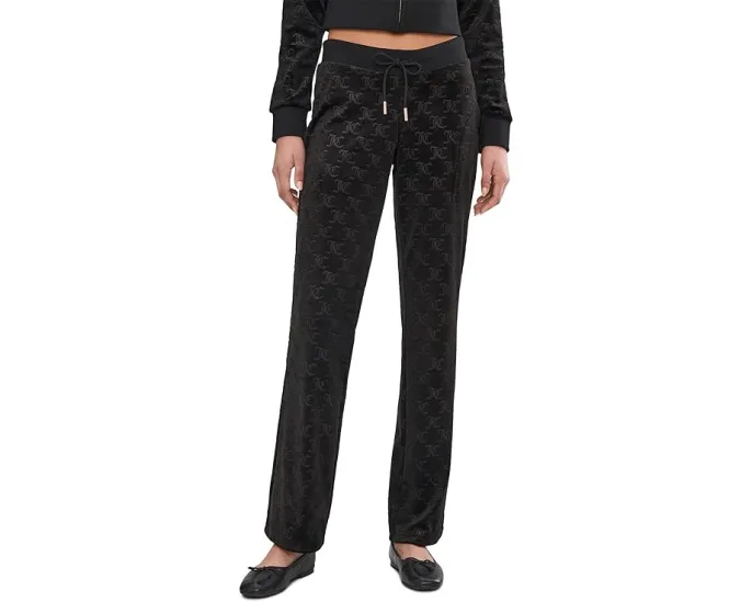 Juicy Couture Брюки из велюра с тисненым логотипом и высокой посадкой