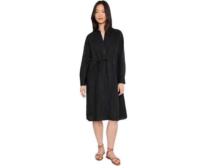 Платье Petite Organic Linen Mandarin Collar с завязкой на талии Eileen Fisher