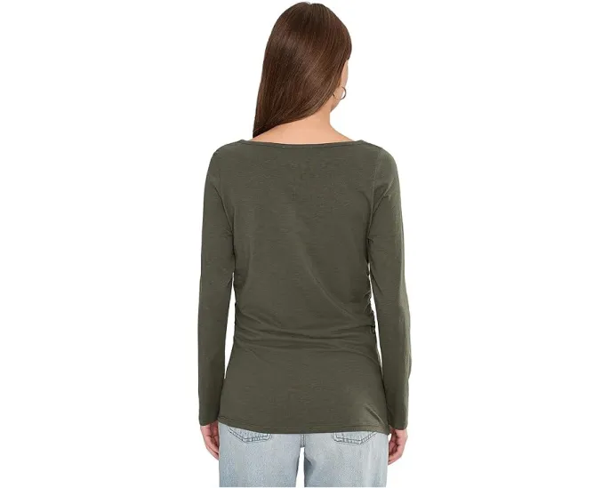 Длинный рукав Madewell Side Ruched Slub с боковыми сборками и прямым подолом