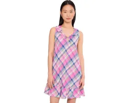 Платье Lauren Ralph Lauren без рукавов с V-образным вырезом и воланами из дышащего хлопка