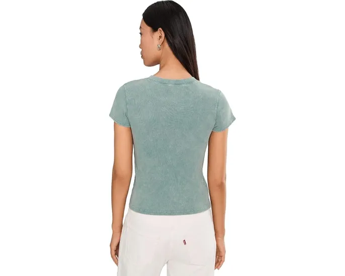 Топ Lilla P с V-вырезом и рукавами-крылышками из состаренного на солнце рубчика