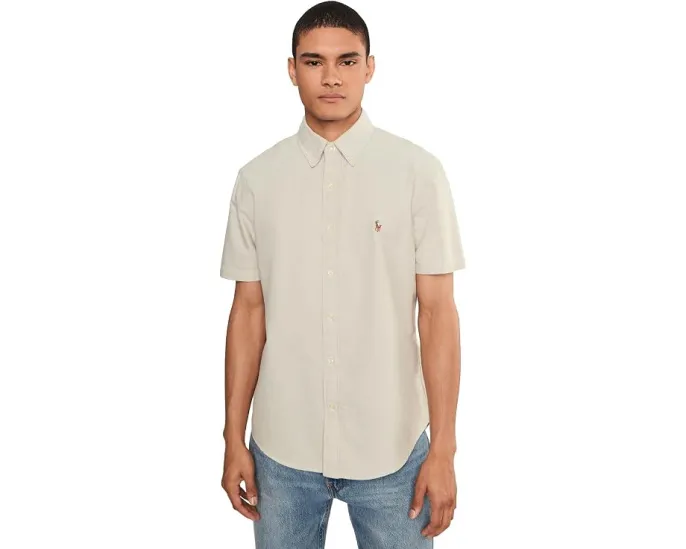 Классическая рубашка оксфорд Polo Ralph Lauren бежевого цвета