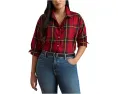 Рубашка Lauren Ralph Lauren Plus Size в клетку из хлопка расслабленного кроя