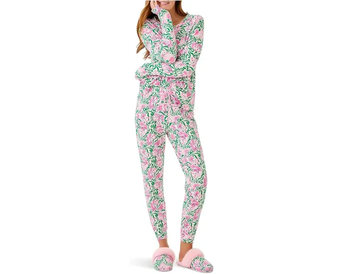 Пижамные штаны Lilly Pulitzer Jeffers с цветочным принтом и манжетами