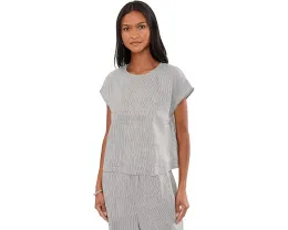 Топ с круглым вырезом Eileen Fisher Striped Organic Linen Sheen Round Neck Top из полосатого льна