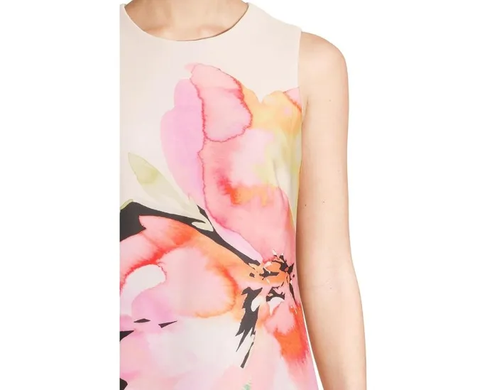 Платье Calvin Klein Scuba Foral Sheath с цветочным принтом и застежкой-молнией на спине