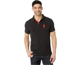 U.S. POLO ASSN. Поло Slim Fit Big Horse с полосатым воротником