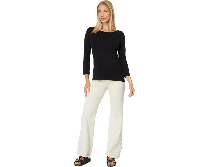 Топ Lilla P с лодочкой и рукавом три четверти из рибаны 1x1