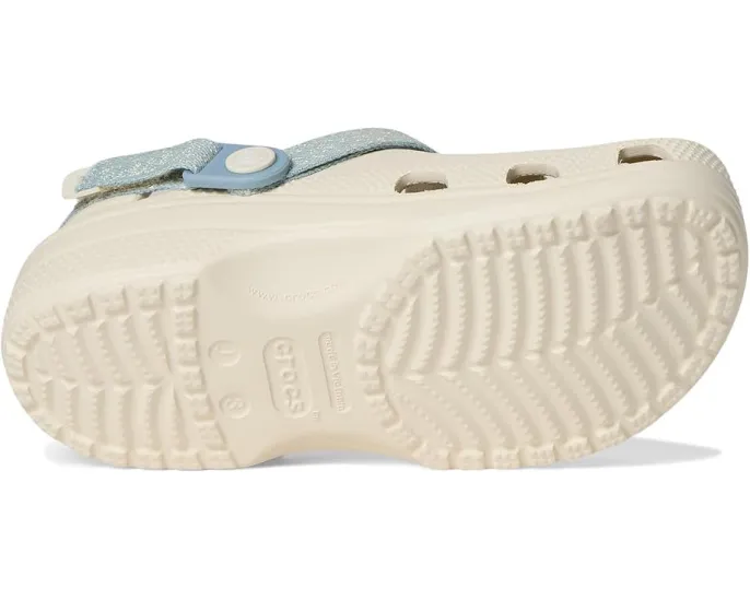 Кроксы Crocs Kids Classic Denim Floral Backstrap Clogs с джимовой тканью