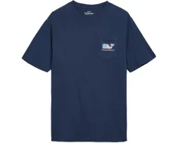 Детский футболка Vineyard Vines Flag Whale с карманом и коротким рукавом