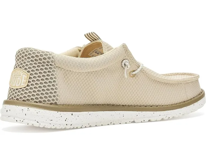 Кроссовки Hey Dude Wally Mesh Neutrals на шнурках-резинке с технологией Flex & Fold
