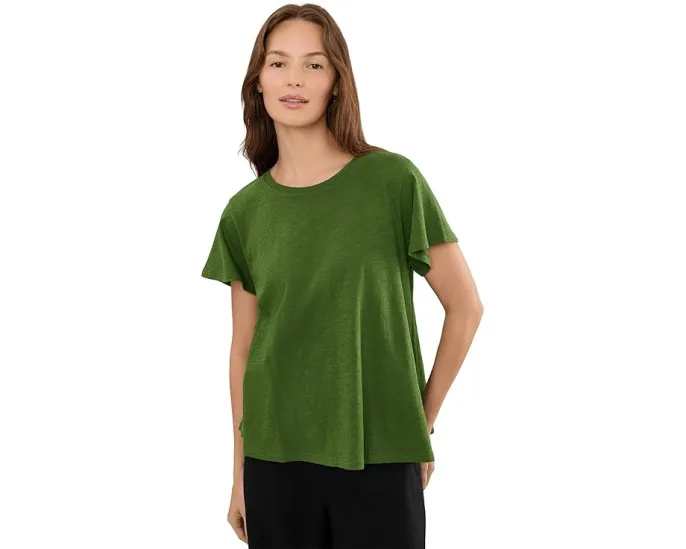 Топ Organic Cotton Slubby Jersey с круглым вырезом и короткими рукавами Eileen Fisher