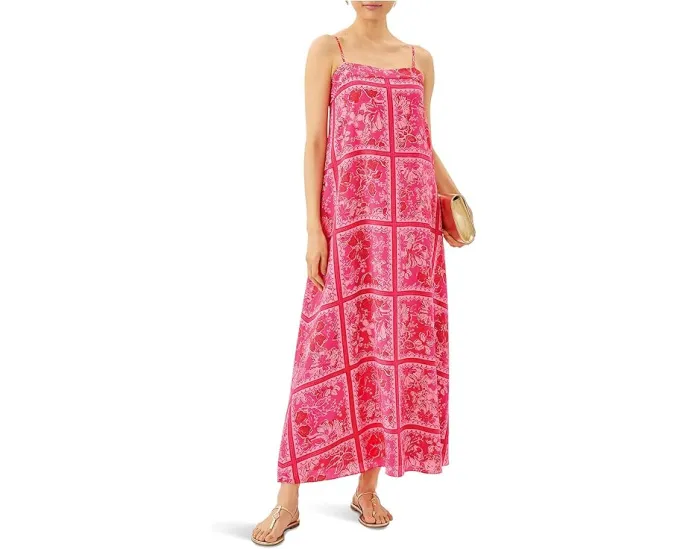 Платье Lilly Pulitzer Jesslyn Silk Maxi Slip с квадратным вырезом и регулируемыми бретелями