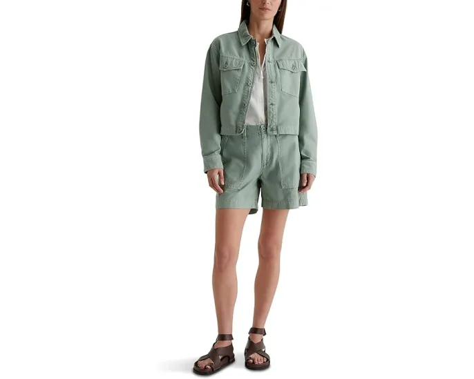 Укороченная рубашка-куртка Valleta Utility Shirt Jacket от AG Jeans с накладными карманами