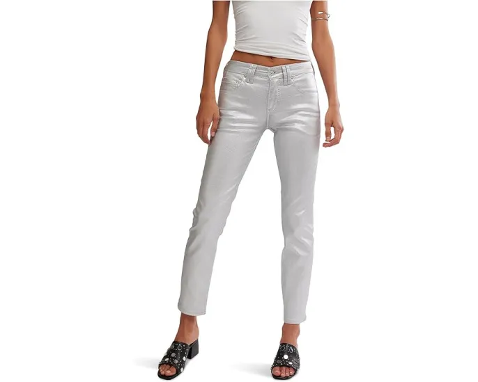 Брюки Free People Oracle Metallic с металлическим эффектом и прямым кроем