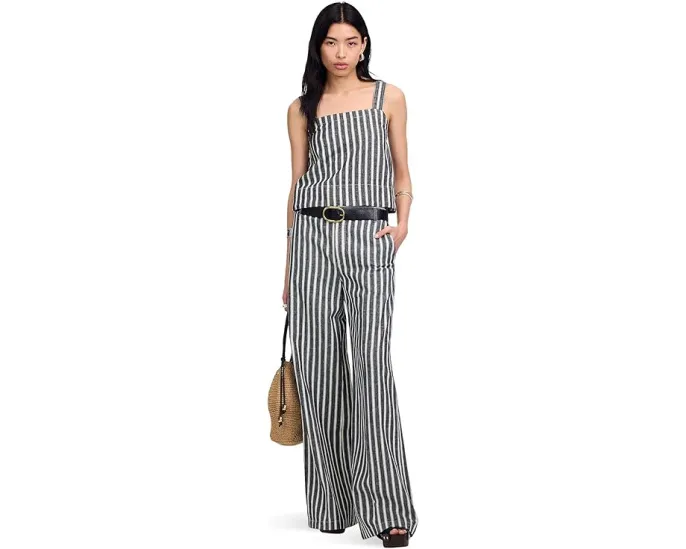 Madewell Shania Top - Striped Twill Linen с квадратным вырезом