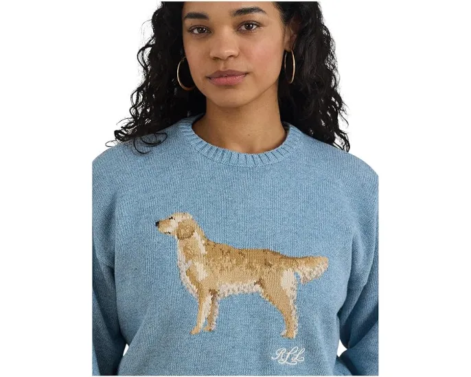 Свитер с вязкой золотистый ретривер Lauren Ralph Lauren плюс сайз из хлопка