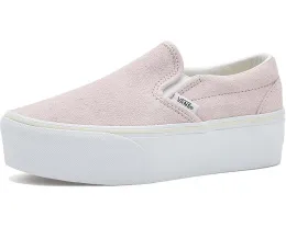 Vans Classic Slip-On Stackform для детей кеды на платформе с замшей и боковыми вставками