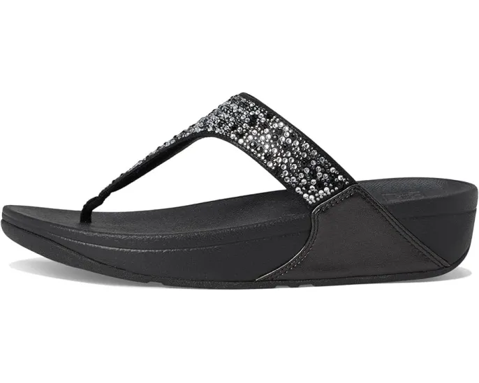 Сандалии FitFlop Lulu Crystal-Mix с микроволокном и клиновидным каблуком