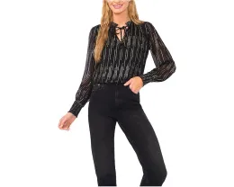 Блузка CeCe с воротником на запах и длинными рукавами на манжетах