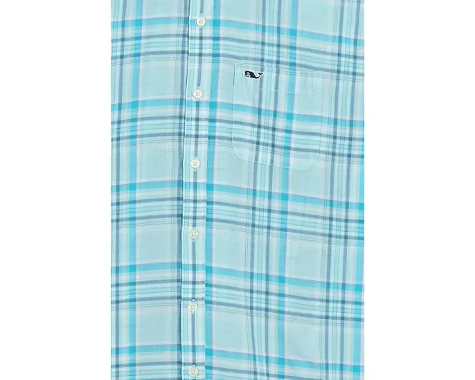 Детская рубашка Vineyard Vines Bungalow Plaid из хлопка с коротким рукавом