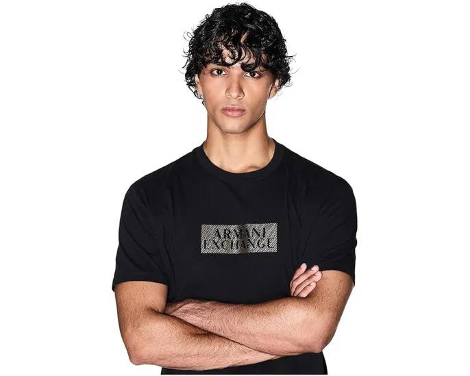 Хлопковая футболка Armani Exchange с золотыми деталями