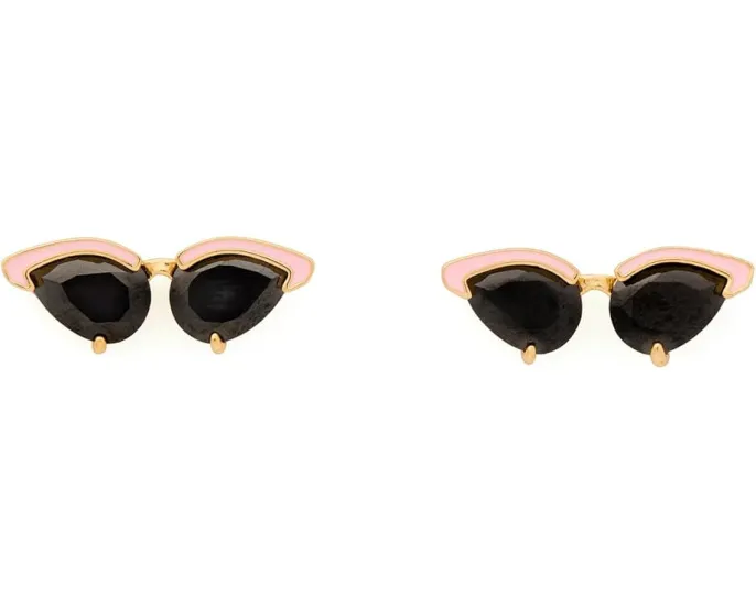 Серьги Sunglasses Studs с эмалевым акцентом и цирконием