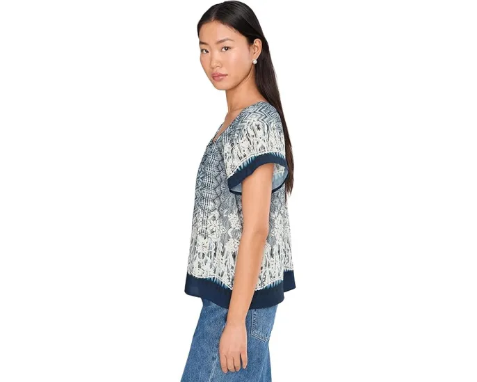 Топ Liverpool Los Angeles с коротким рукавом и завязкой спереди в этническом принте