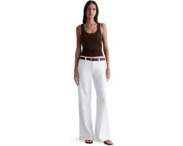 Джинсы Saige Wide Leg из мягкого денима белого цвета с высокой посадкой AG Jeans