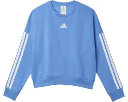 Толстовка adidas Kids 3-Stripes Crew Neck Heather Fleece с контрастными полосами