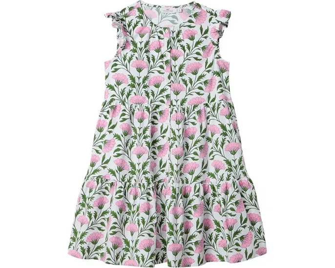 Платье Vineyard Vines Kids Tiered Button с цветочным принтом и застежкой на пуговицы
