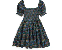 Платье Polo Ralph Lauren Kids из хлопкового джерси с цветочным принтом и присборенным лифом