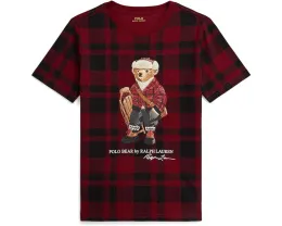 Хлопковая футболка Plaid Polo Bear Polo Ralph Lauren Kids для малышей и младших детей