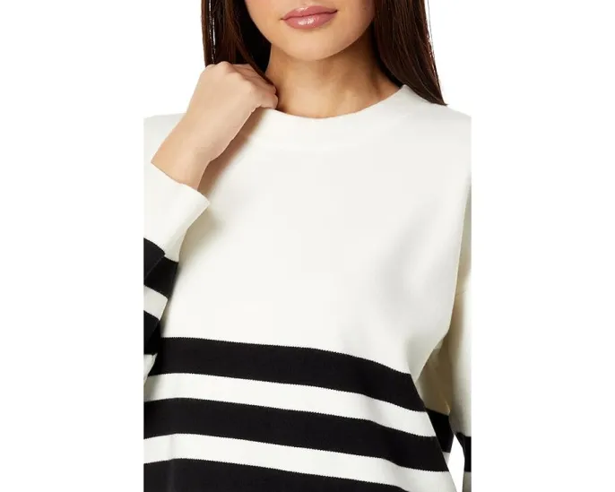 Свитер English Factory с круглым вырезом и полоской из вискозы и полиэстера