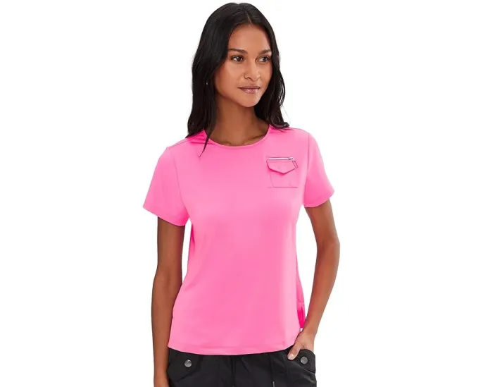 Футболка Jamie Sadock с круглым вырезом и карманом из роскошной ткани розового цвета