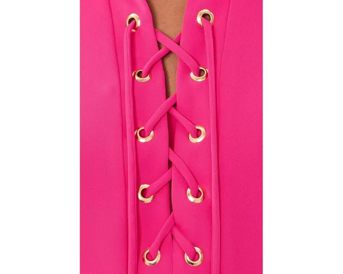 Платье Trina Turk Collared Lace-Up с воротником и плиссировкой