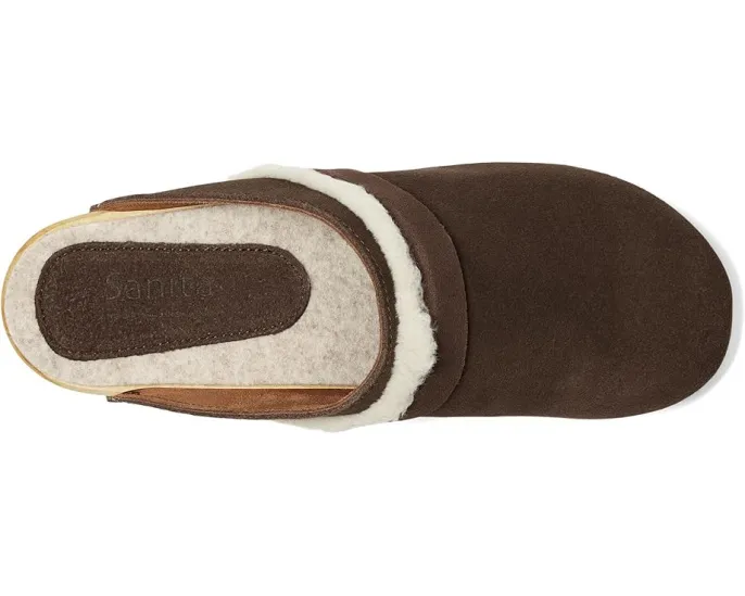 Клоги Hirse из замши с деревянной подошвой и кожаной подкладкой Sanita