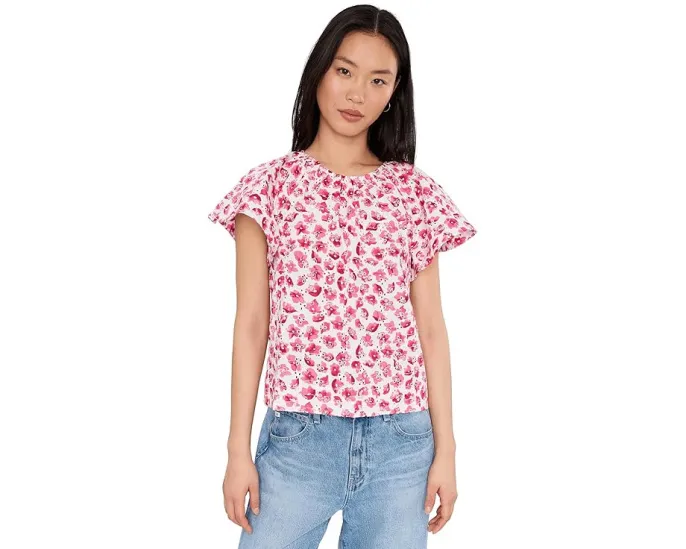 Топ CeCe с коротким рукавом реглан и замочной скважиной спереди из хлопка