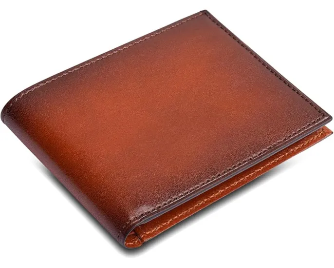 Маленький кожаный кошелек Bosca Hard Smoked с эффектом обжига и шестью отделениями