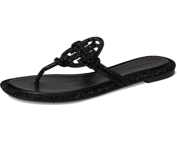 Сандалии Tory Burch Miller Knotted Pave с заклепками и стелькой из овечьей кожи