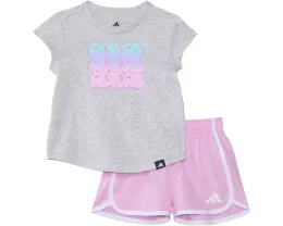 Комплект adidas Kids из футболки с коротким рукавом и шорт в рубчик для малышей