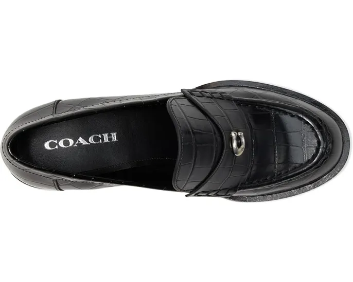 Лоферы COACH Natalie из тисненой кожи крокодила, черные